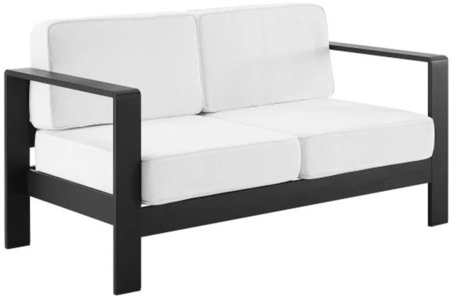 Linon Key Largo Black/White Aluminum/Fabric Outdoor Loveseat-0