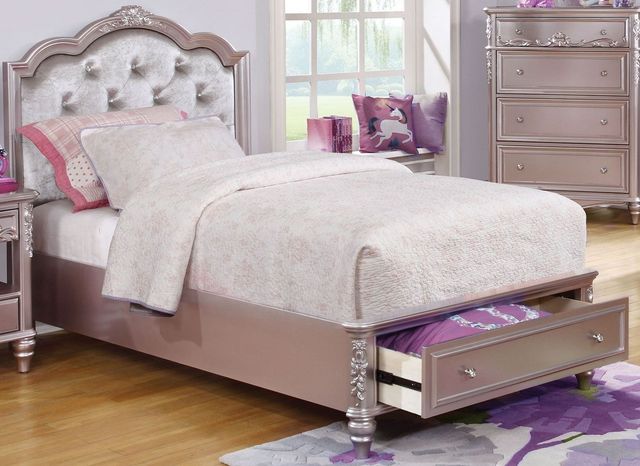 Coaster® Caroline 5 Piece Metallic Lilac Twin Storage Bedroom Set-2