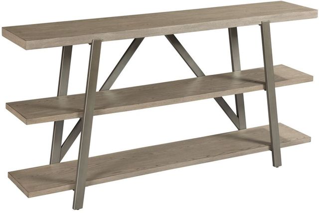 Hammary® West Fork Bailey Aged Taupe Console Table with Nickel Frame