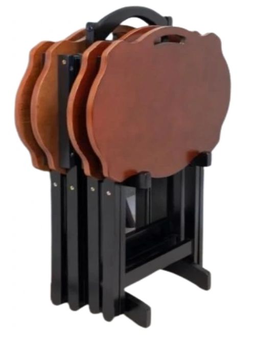 Powell® Seraphina 5-Piece Hazelnut Tray Table with Black Base Set-0