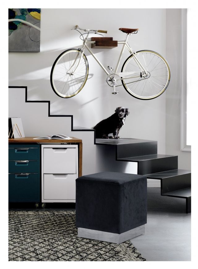 Meridian Furniture Jax Black Velvet Stool-1