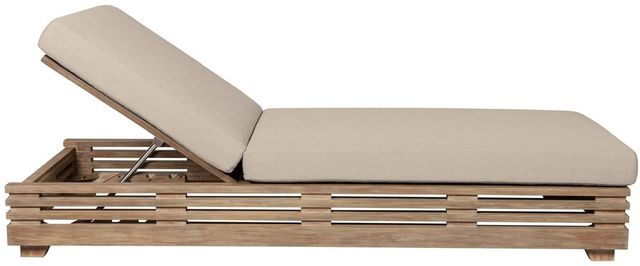 Armen Living Vivid Brown/Taupe Olefin/Wood Outdoor Chaise Lounge-4