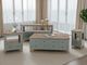International Furniture Direct Timber Brown/Green Sofa Table with Gold Base-1
