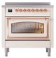 Ilve® Nostalgie II Noblesse 36'' Antique White Pro Style Induction Range with Copper Trim-1