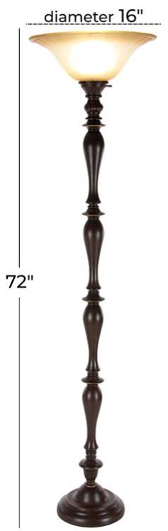 Deco Marche Brown Turned Torchiere Floor Lamp-2