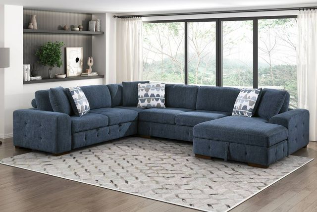 Homelegance® Raife 4-Piece Blue Sectional with Right Chaise-1