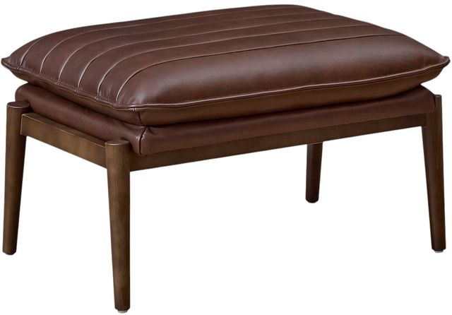 Bassett® Furniture Ellis Brown Leather Ottoman-0