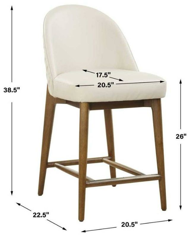 Uttermost® Stitches Ecru/Warm Walnut Counter Stool-2