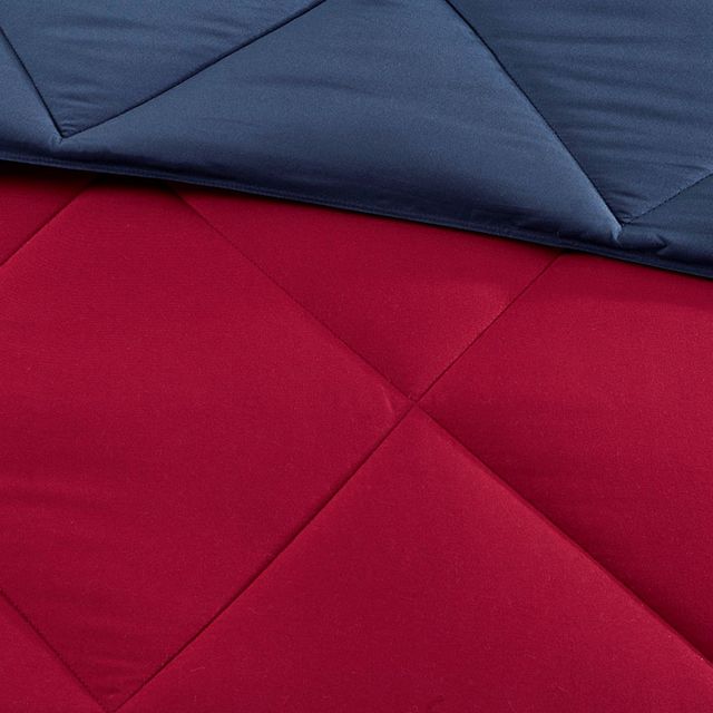 Olliix by Madison Park Essentials Larkspur Red and Navy King 3M Scotchgard Reversible Down Alternative Comforter Set-3