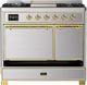 Ilve® Majestic III 40" Stainless Steel Pro Style Dual Fuel Liquid Propane Range with Solid Door and Brass Trim-1