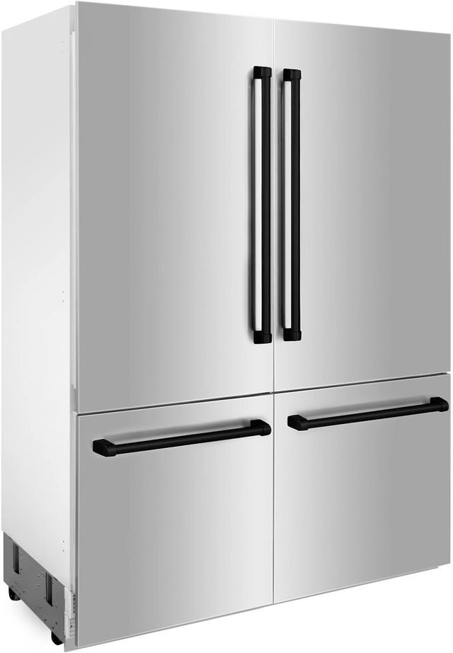 ZLINE Autograph Edition 60" 32.2 Cu. Ft. Stainless Steel Built In French Door Refrigerator with Water Dispenser and Ice Maker in Matte Black Accents-2