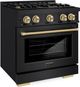 ZLINE Select Autograph Edition 30" Black Stainless Steel Pro Style Dual Fuel Range with Champagne Bronze Accents-2
