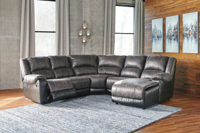 Signature Design by Ashley® Nantahala 5-Piece Slate Reclining Right-Arm Facing Sofa Sectional and Chaise-1