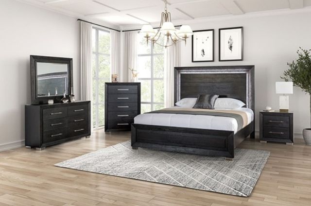 Furniture of America® Ashbourne 4-Piece Black Queen Bedroom Set-2