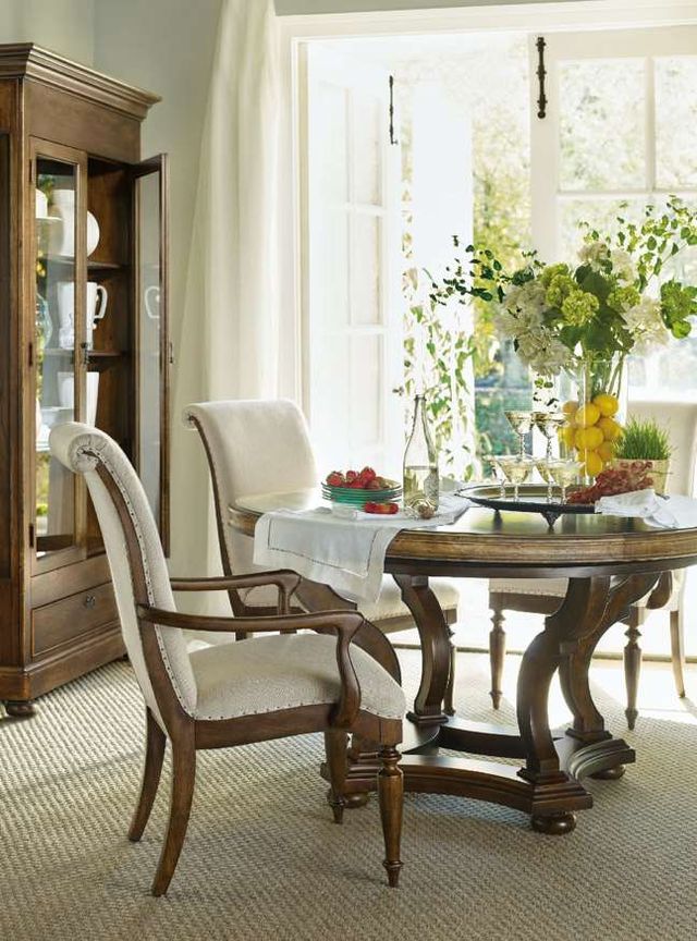 Hooker® Furniture Archivist Aubergine Linen/Pecky Pecan Upholstered Dining Side Chair-3