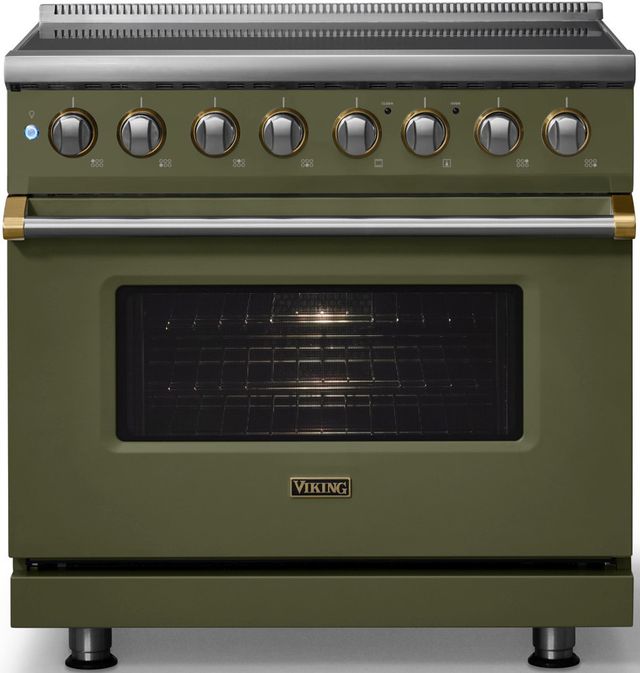 Viking® 5 Series 36" Martini Pro Style Induction Range with Brushed Brass Trim-3