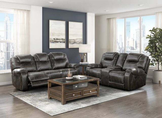 Homelegance® Gainesville Chocolate Manual Double Reclining Sofa-1