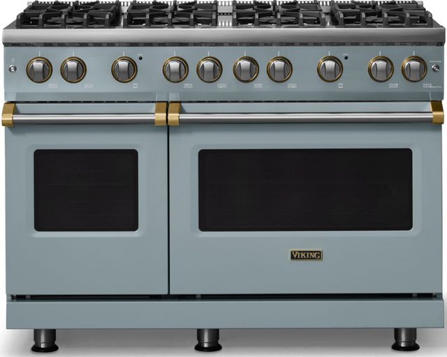 Viking® 5 Series 48" Novembery Sky Pro Style Gas (LP) Range with Brushed Brass Trim-0
