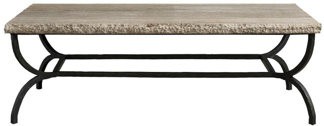 Universal Explore Home™ Griffith Park Beige Cocktail Table with Rubbed Bronze Base-2