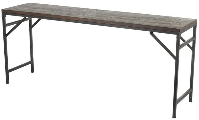 Deco Marche Dark Brown Console Table with Black Base-2