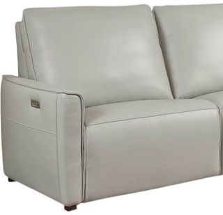 Bassett® Furniture Everett Gray Leather Power Left-Arm Facing Recliner
