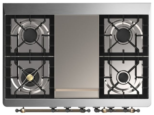 Ilve® Majestic III 40" Custom Pro Style Dual Fuel Natural Gas Range with Triple Glass Door and Burnished Trim-2