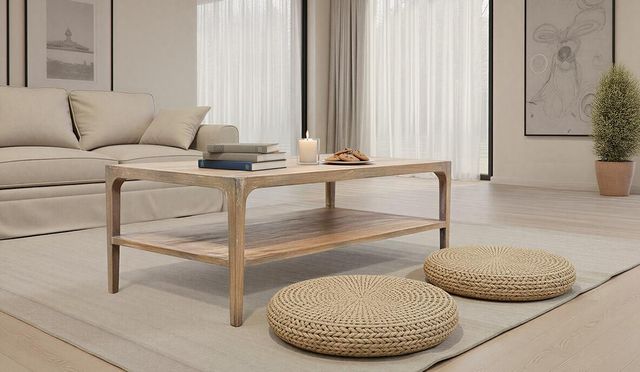 Nest Home Collections Morgan Natural Gray Rectangular Coffee Table-1