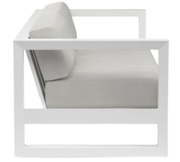 Sunset West Newport Satin White Aluminum Outdoor Sofa with Cast Silver Cushion-1