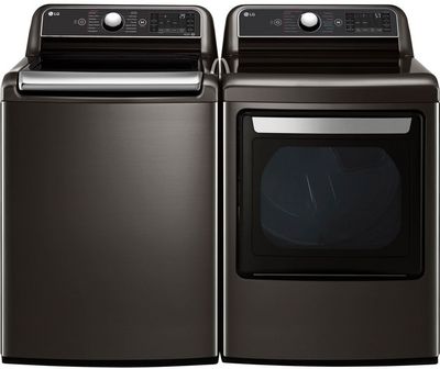 front view of the LG Black Steel Laundry Pair
