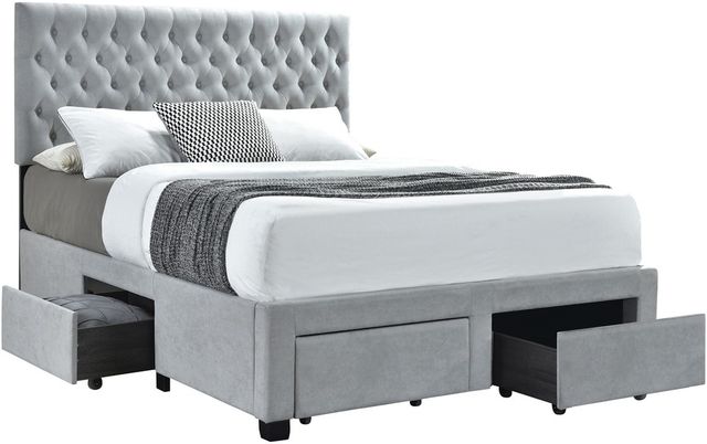 Coaster® Soledad Light Grey Upholstered Queen Storage Bed-0