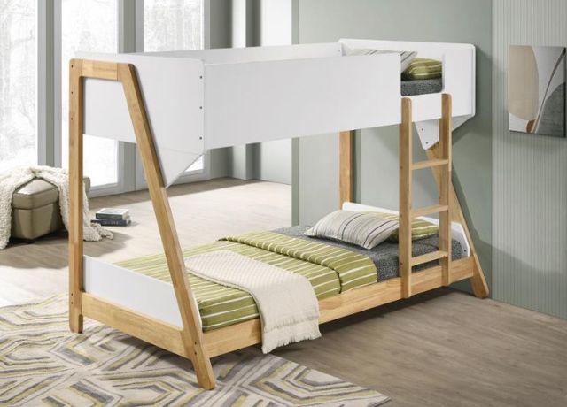 Coaster® Wyatt Natural/White Twin Over Twin Bunk Bed-0