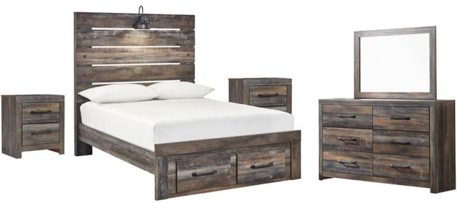 Signature Design by Ashley® Drystan 5-Piece Brown Rustic Full Panel Bed Set-0