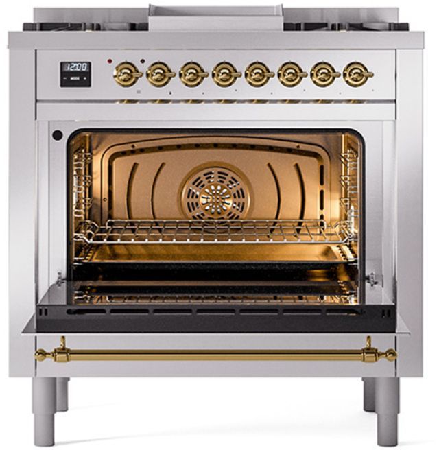 Ilve® Nostalgie II Series 36" Stainless Steel Pro Style Dual Fuel Range-1