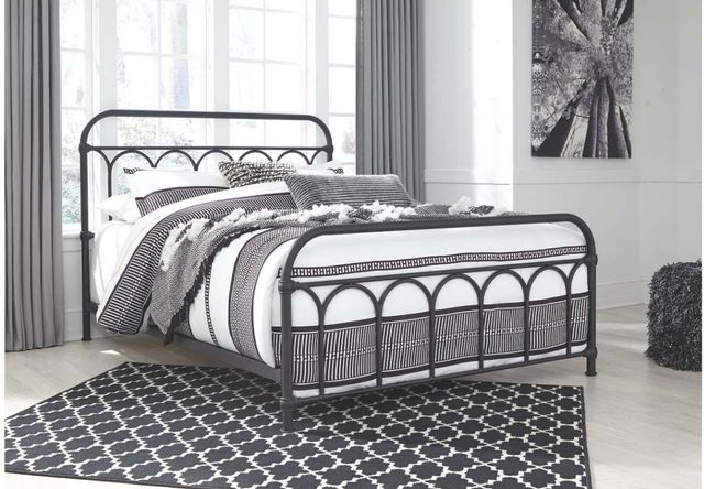 Signature Design by Ashley® Nashburg Black Queen Metal Rod Bed-1