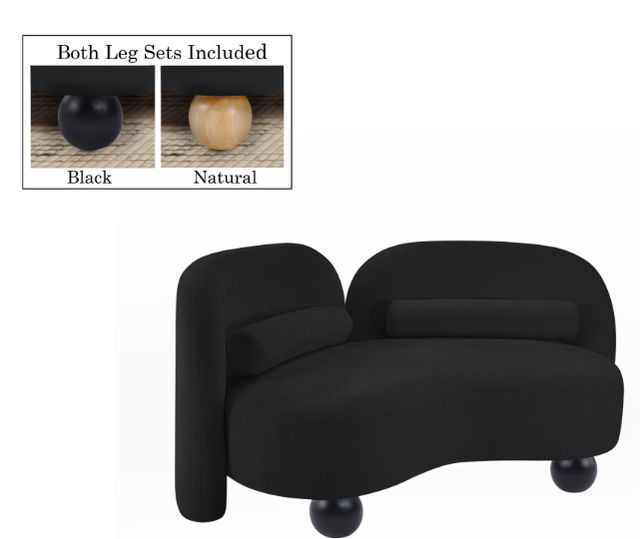 Meridian Furniture Daphne Black 64" Chenille Fabric Loveseat-1