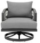 Armen Living Zella Gray Aluminum/Fabric/Rope Outdoor Swivel Arm Chair-3