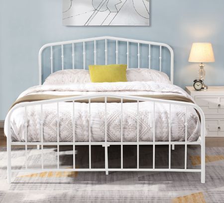 Milton Greens Stars White Queen Metal Platform Bed-2