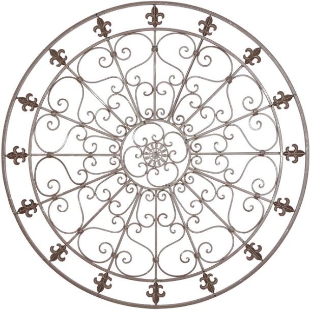 Deco Marche Black Fleur De Lis Circle Wall Decor with Scrollwork-1