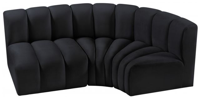 Meridian Furniture Arc 3-Piece Black Velvet Sectional-1