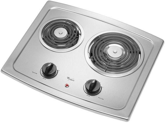 Whirlpool® 21" Black on Stainless Electric Cooktop-2