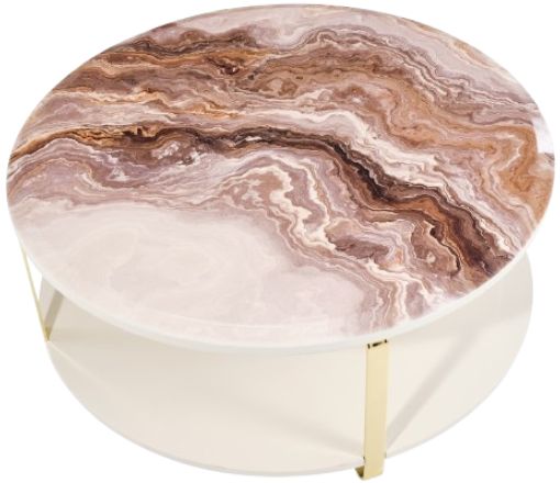Michael Amini® Ariana Beige Cocktail Table with Gold Base-3