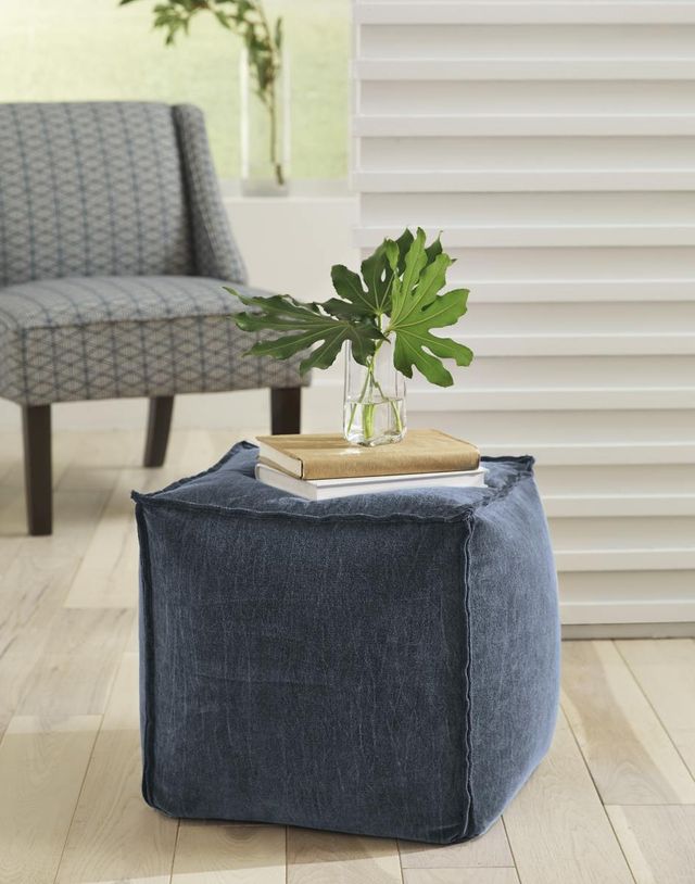Signature Design by Ashley® Moriah Navy Pouf-1
