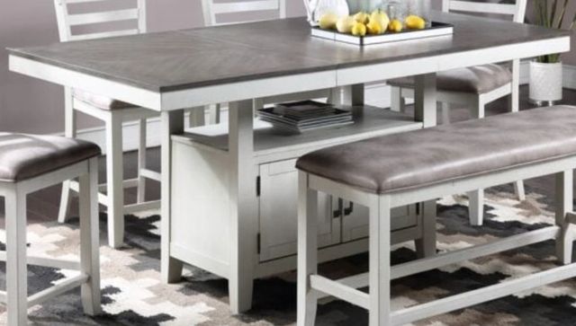New Classic® Home Furnishings Richland Stonewash Gray/White Counter Table-0