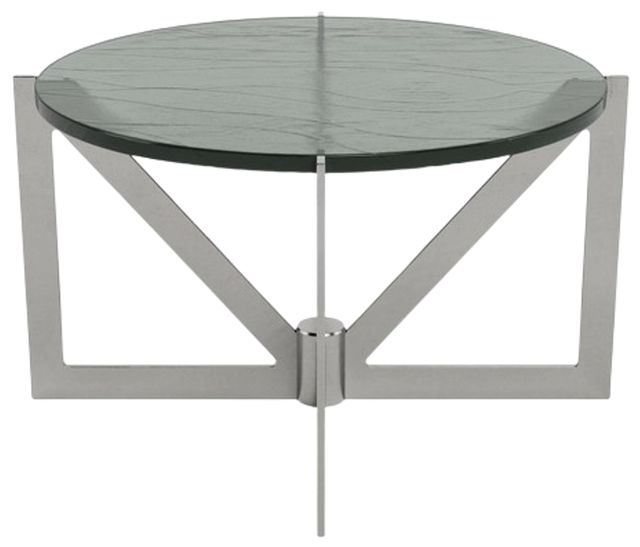 Riverside Furniture Jano Silver Round Glass Top Coffee Table with Forged Metal Base-2