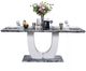 Mazin Furniture Felix Marble Glass Top Dining Table with White Base -0