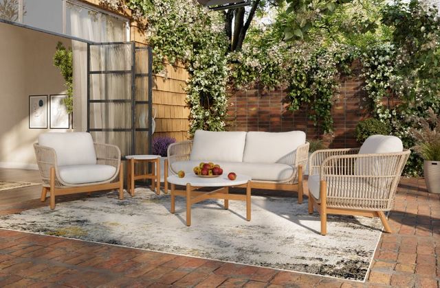 New Classic® Home Furnishings Solstice Beige/White Polyester/Nylon Outdoor Chair-1