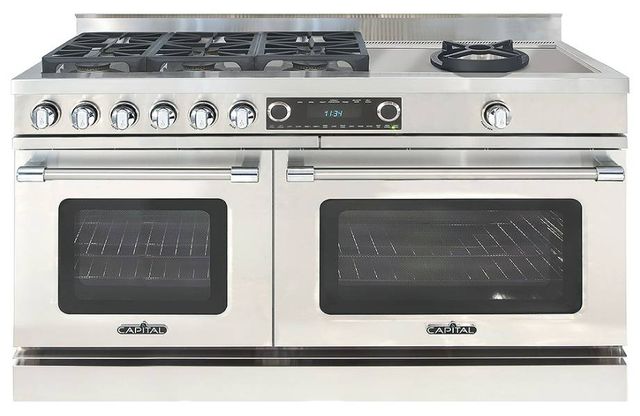 Capital Cooking™ Grand Chef 60" Stainless Steel Sealed Burner Pro Style Dual Fuel Range with Open Power Wok-0