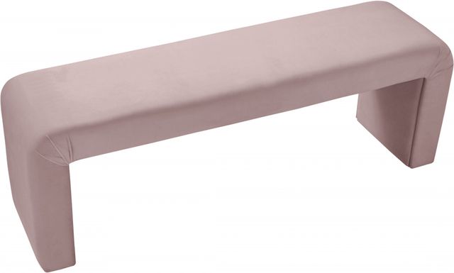 Meridian Furniture Minimalist Pink Velvet Accent Bench -2