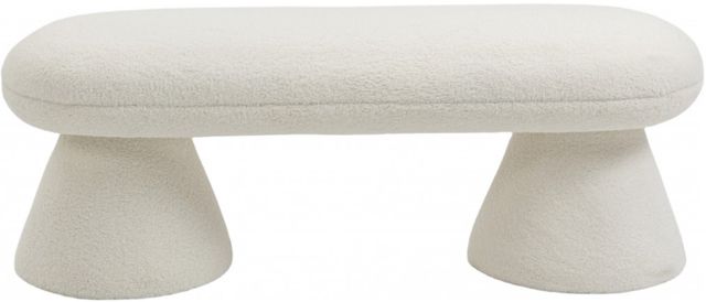 Meridian Furniture Drum Cream Faux Shearling Teddy Fabric Upholstered Bench-1