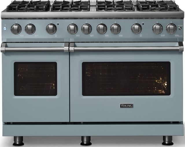 Viking® 5 Series 48" Novembery Sky Pro Style Gas (NG) Range with Polished Chrome Trim-3